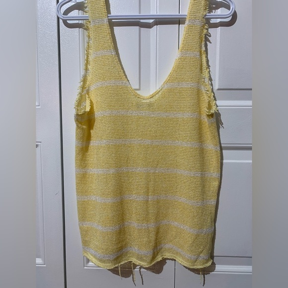 BN Zara distressed Yellow White Striped Thin See Through Tank Top - Picture 3 of 9